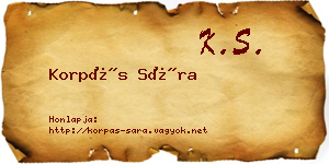 Korpás Sára névjegykártya